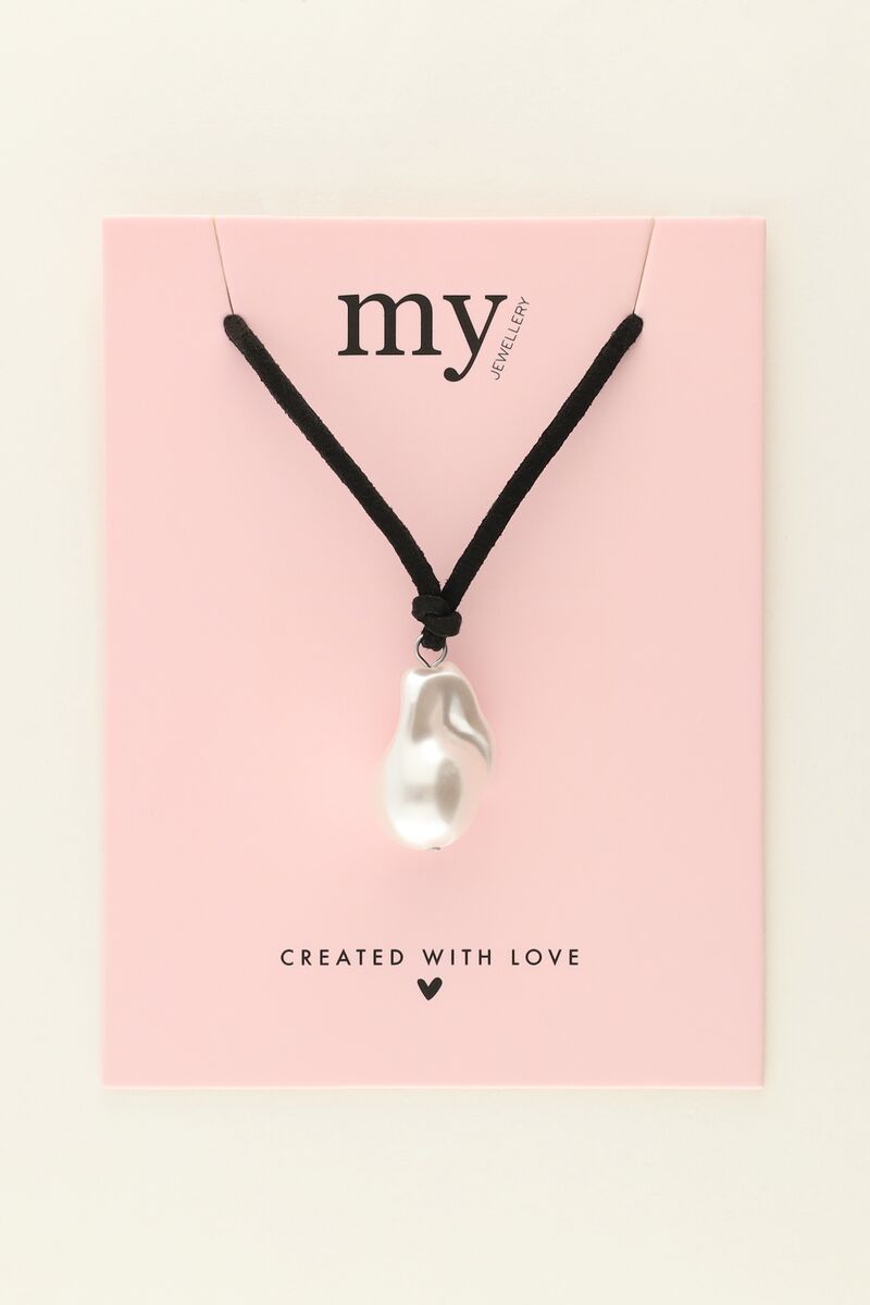 MY JEWELLERY SIERADEN KETTING KOORD MET IMITATIEPAREL ZWART