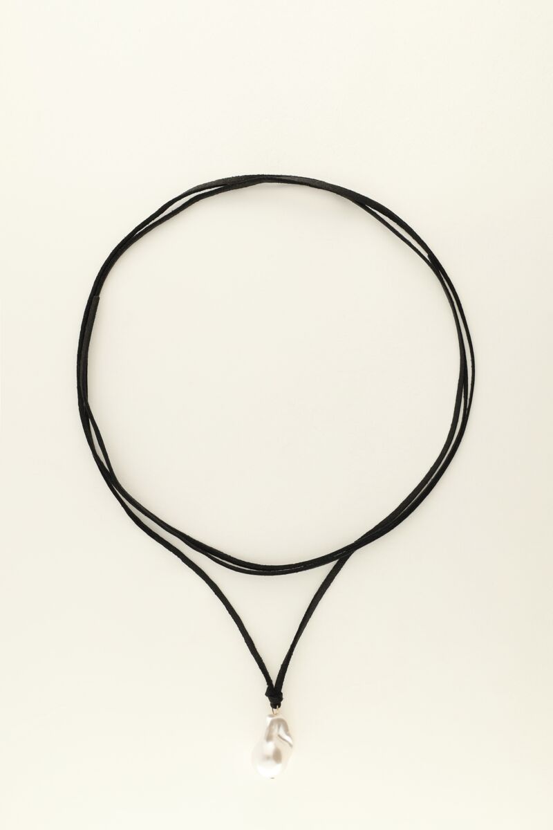 MY JEWELLERY SIERADEN KETTING KOORD MET IMITATIEPAREL ZWART
