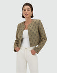 JOSH V BLAZER REMI CROPPED LOGO BEIGE BLACK