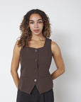 SISTERS POINT GILET GEMA-VE1 DARK CHOCOLATE