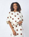 SISTERS POINT BLOUSE GUFO-TOP6 CREAM/BROWN DOTS