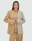 JOSH V BLAZER SUUS OVERSIZED TWO-TONE LIGHT BROWN