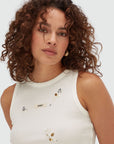 JOSH V TOP SWANNY SLIM FIT TANKTOP WITH DETAILS OFF WHITE