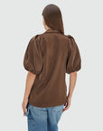 JOSH V TOP SYLVIA REGULAR FIT BLOUSE DARK BROWN