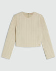 JOSH V TOP VIVANNA CROPPED REGULAR BLOUSE MET KRIJTSTREEP LIGHT BEIGE