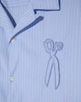 DENHAM OVERHEMD SCISSOR PATCH BOWLING SHIRT LIGHT BLUE