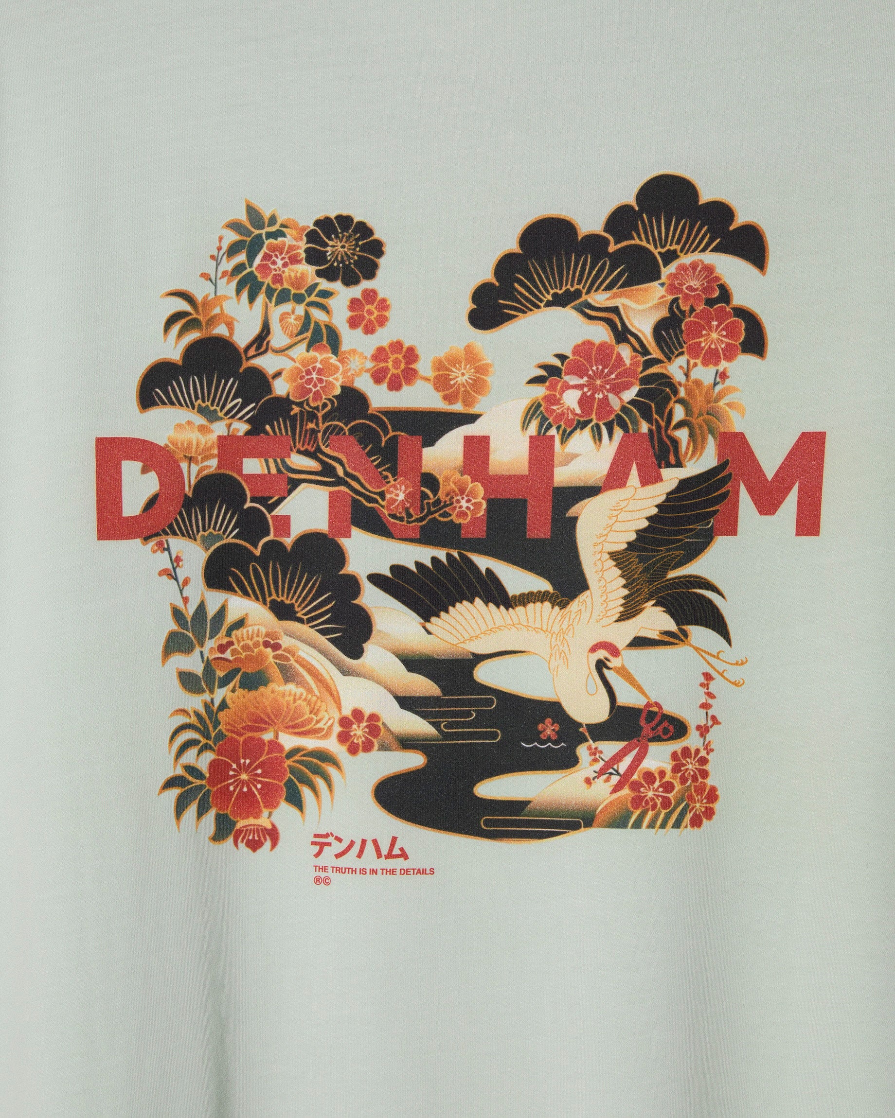 DENHAM T-SHIRT KANSAI GRAPHIC TEE LWJ MERCURY GREEN