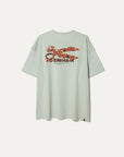 DENHAM T-SHIRT FLOWY GRAPHIC TEE LWJ MERCURY GREEN