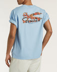 DENHAM T-SHIRT FLOWY GRAPHIC TEE LWJ BLUE FOG