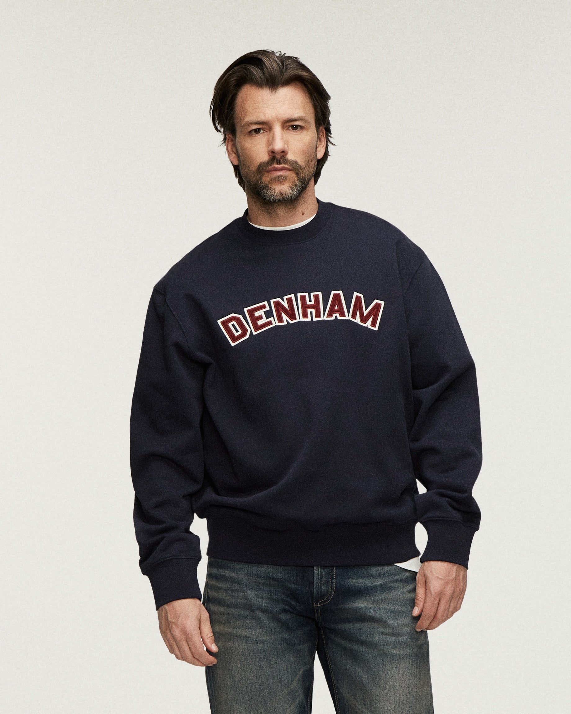 DENHAM SWEATER CORDUROY LS SWEAT NAVY