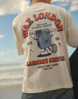 WAX LONDON T-SHIRT MILTON SS TEE LAUNDRY PRINT OFF WHITE