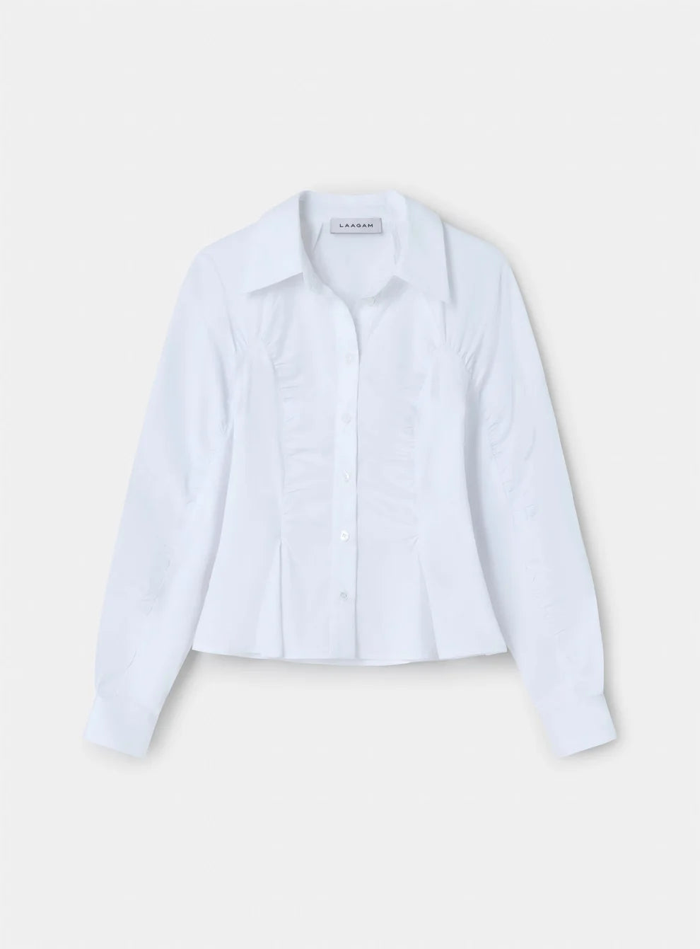 LAAGAM BLOUSE BELLEVILLE RUCHED SHIRT WHITE