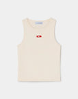 LAAGAM TOP EMBROIDERED LOGO TANK TOP ECRU