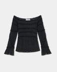 LAAGAM BLOUSE PETRA TEXTURED BLACK