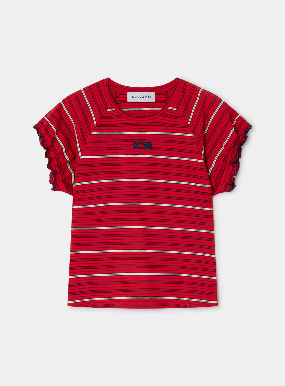 LAAGAM T-SHIRT ZAIRA EMBROIDERED LOGO TEE RED