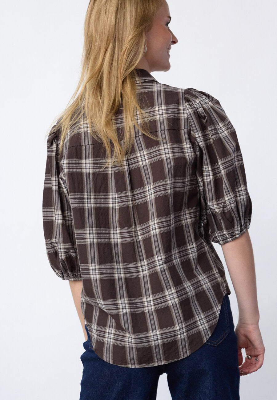 SISTERS POINT BLOUSE ELLA-SH90 BROWN CHECK