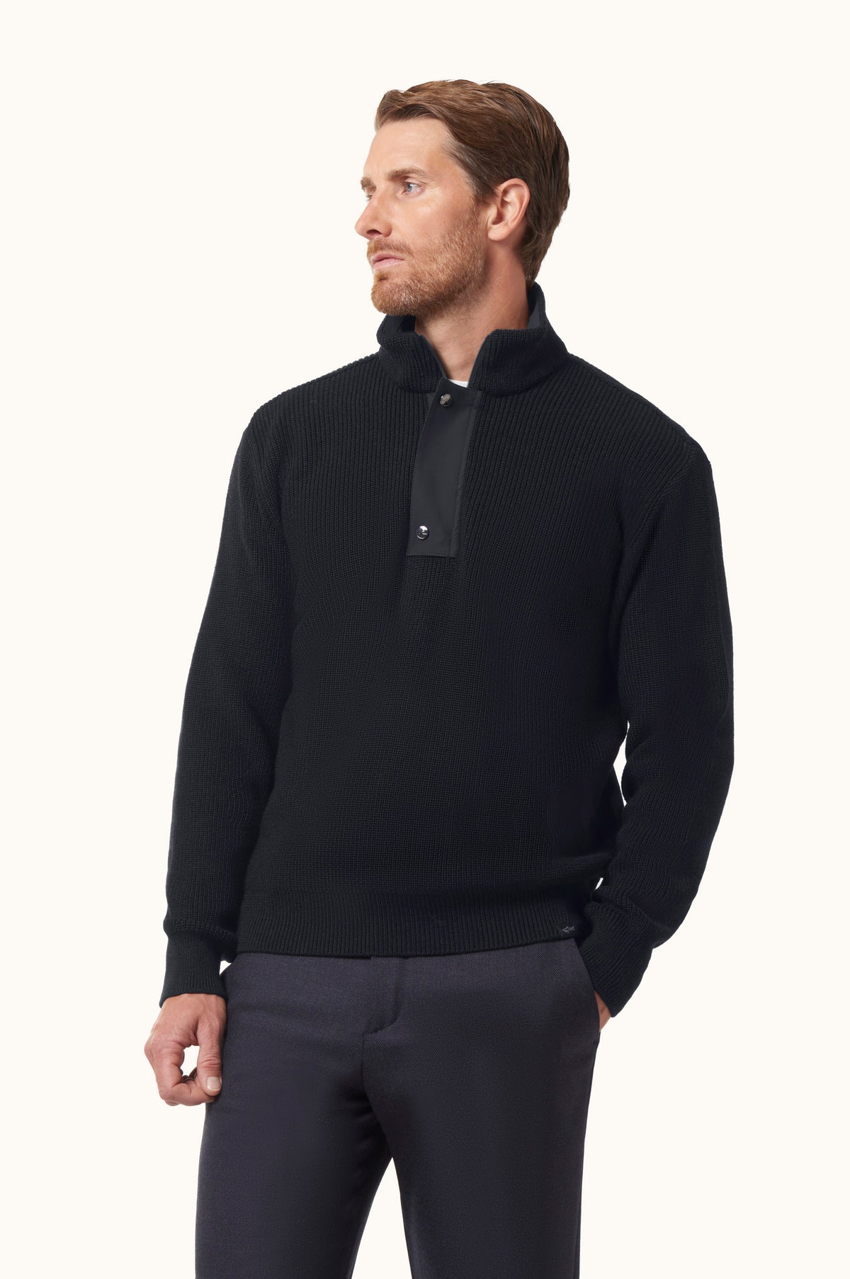 PAUL &amp; SHARK PULLOVER TECH HALF-ZIP WOOL TYPHOON PLATINUM DETAILS BLUE