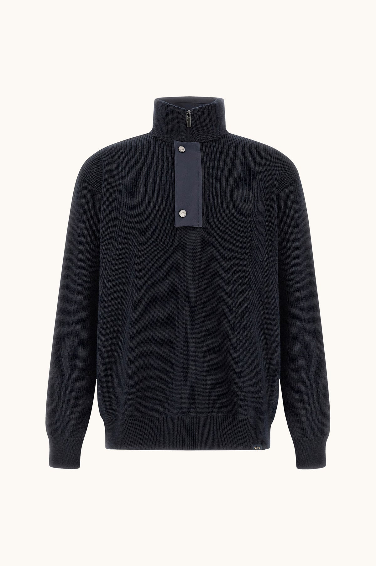 PAUL &amp; SHARK PULLOVER TECH HALF-ZIP WOOL TYPHOON PLATINUM DETAILS BLUE