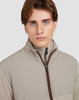 PAUL & SHARK VEST HYBRID ZIPPED JACKET WOOL CASHMERE WITH SUEDE BEIGE