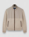 PAUL & SHARK VEST HYBRID ZIPPED JACKET WOOL CASHMERE WITH SUEDE BEIGE