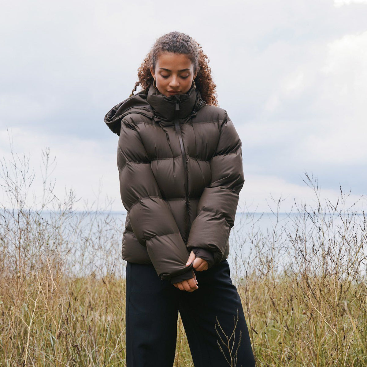 NEO NOIR JAS FOX C PUFFER JACKET DARK BROWN