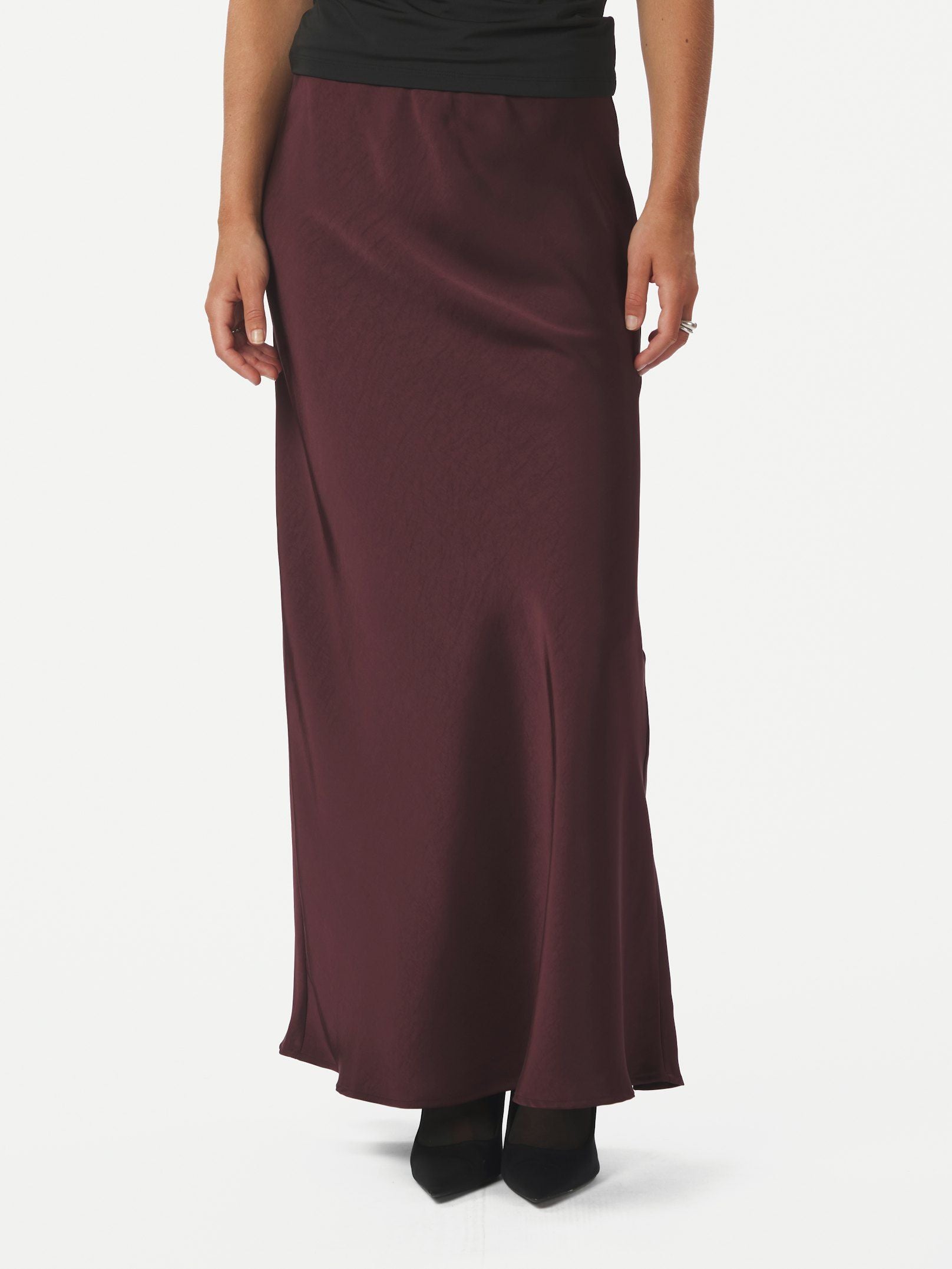 NEO NOIR ROK VICKY HEAVY SATEEN SKIRT BURGUNDY