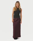 NEO NOIR ROK VICKY HEAVY SATEEN SKIRT BURGUNDY