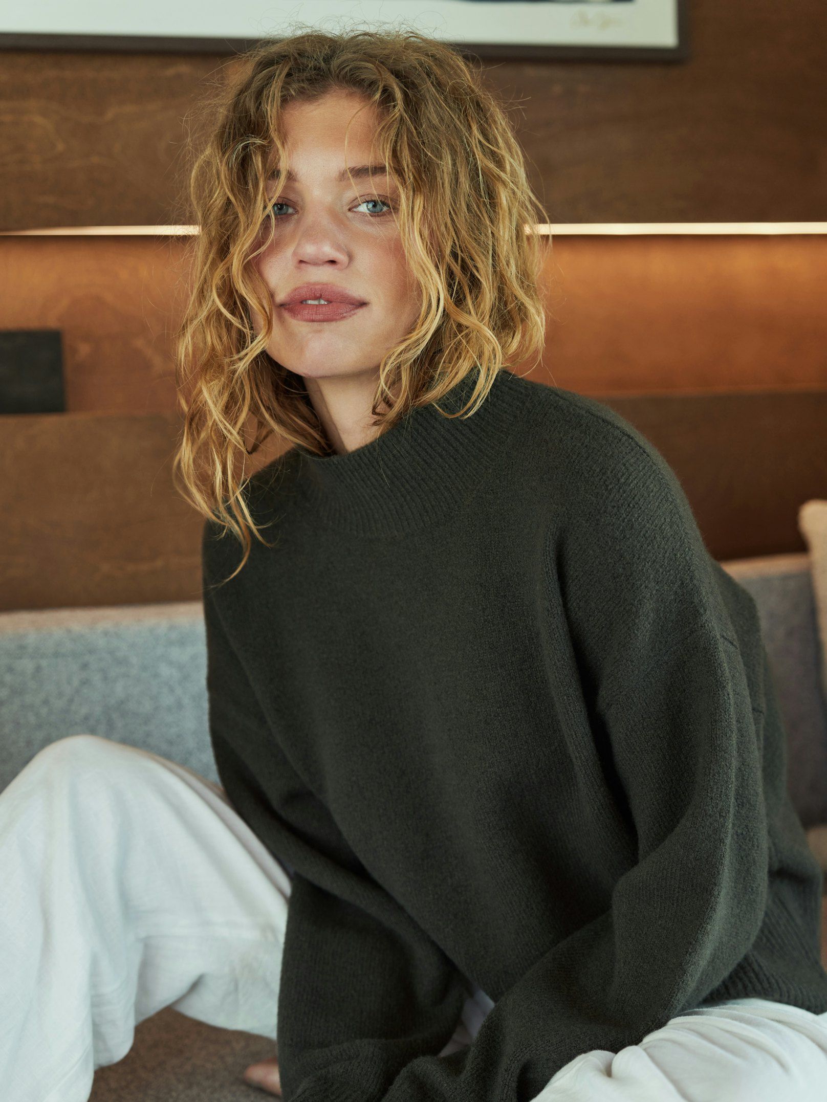NEO NOIR PULLOVER PAULINA KNIT MOSS GREEN