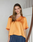 NEO NOIR TOP LARGO HEAVY SATEEN BLOUSE ORANGE