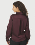 NEO NOIR BLOUSE NAJA SATIN SHIRT BURGUNDY