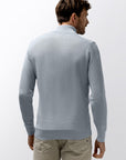 STATE OF ART PULLOVER HALVE RITS GEMELEERD MIDDENBLAUW/WARMGRIJS