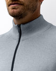 STATE OF ART PULLOVER HALVE RITS GEMELEERD MIDDENBLAUW/WARMGRIJS