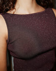 NEO NOIR TOP TALIA GLITTER KNIT BURGUNDY