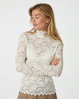NEO NOIR TOP LIZA LACEFLOWER BLOUSE CREME
