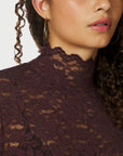 NEO NOIR TOP LIZA LACEFLOWER BLOUSE BURGUNDY