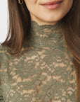 NEO NOIR TOP LIZA LACEFLOWER BLOUSE COLD ARMY