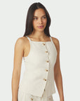 NEO NOIR GILET KYLIE STRUCTURE WAISTCOAT OFF WHITE