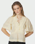 NEO NOIR BLOUSE EVIENNE S VOILE TOP BUTTER YELLOW