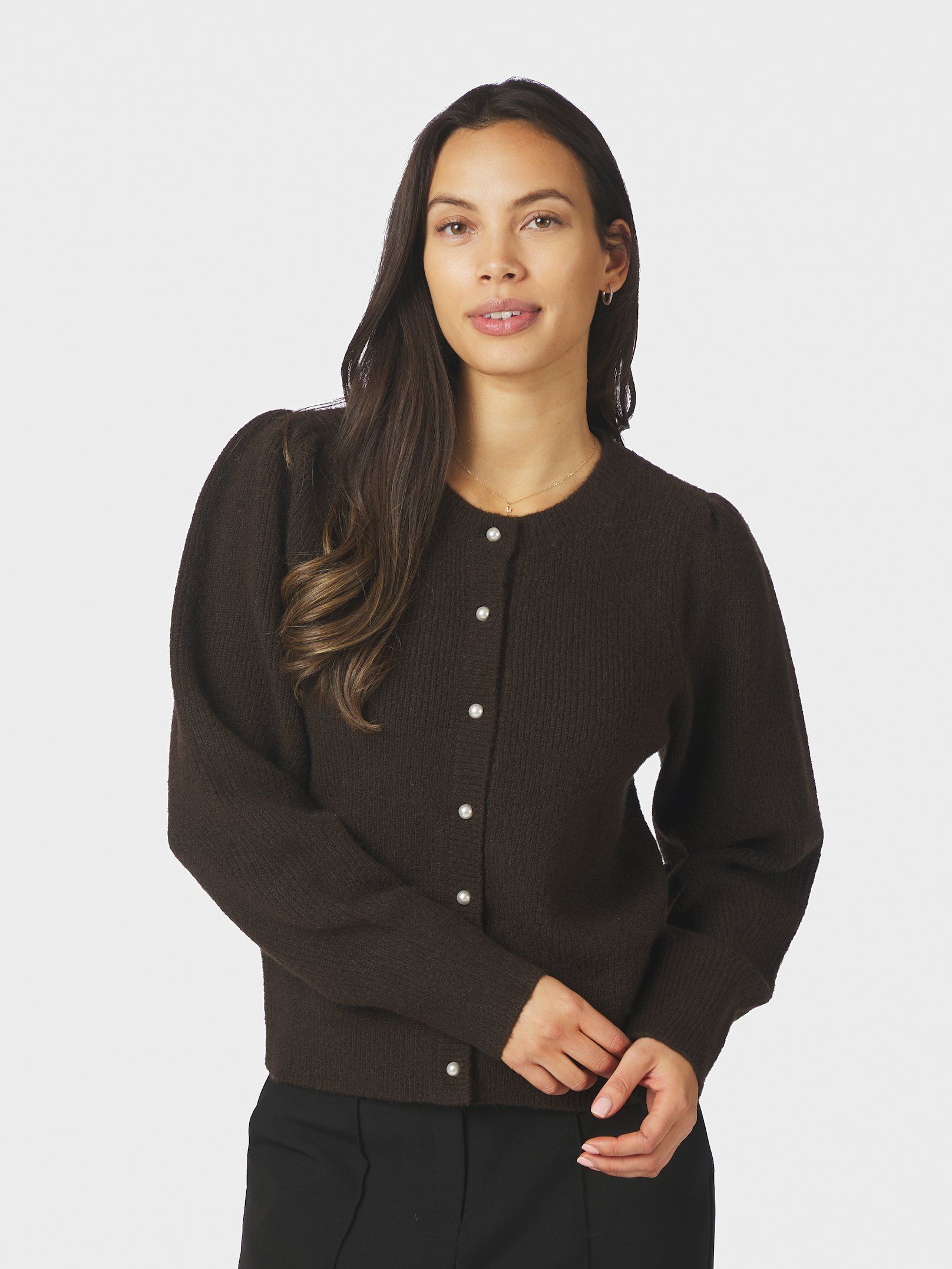 NEO NOIR VEST NUNA KNIT CARDIGAN BROWN