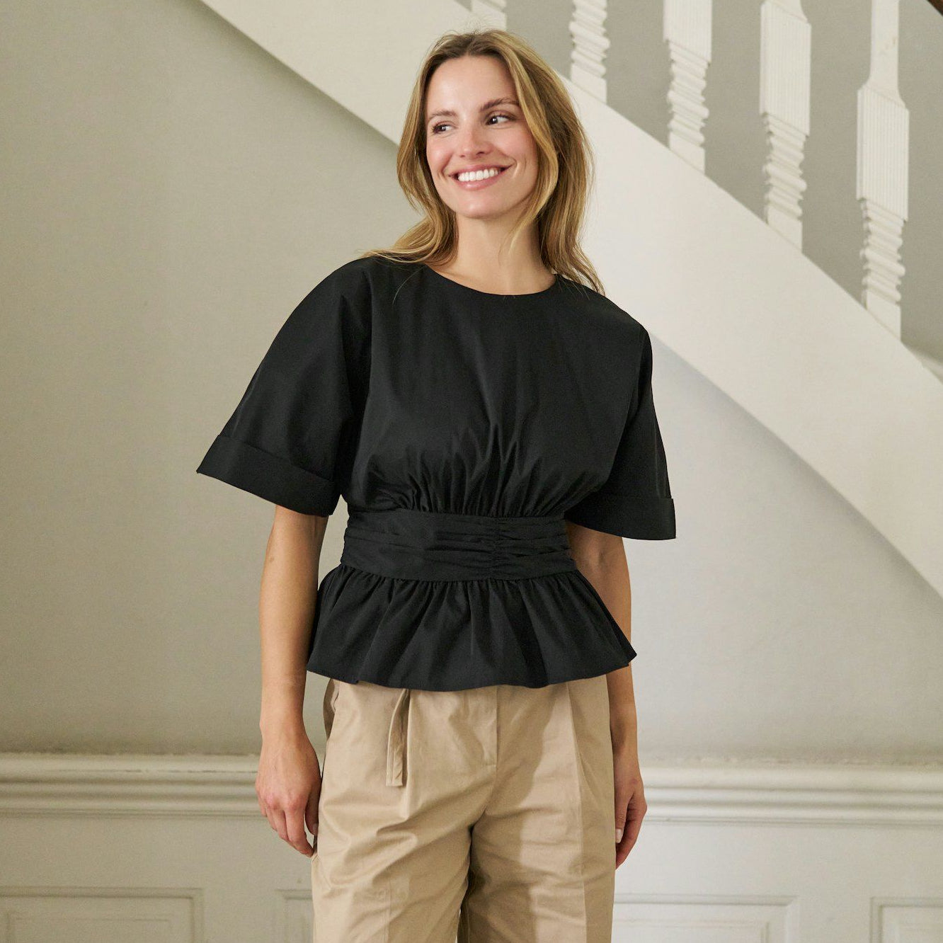 NEO NOIR TOP ANNEGRET POPLIN BLOUSE BLACK