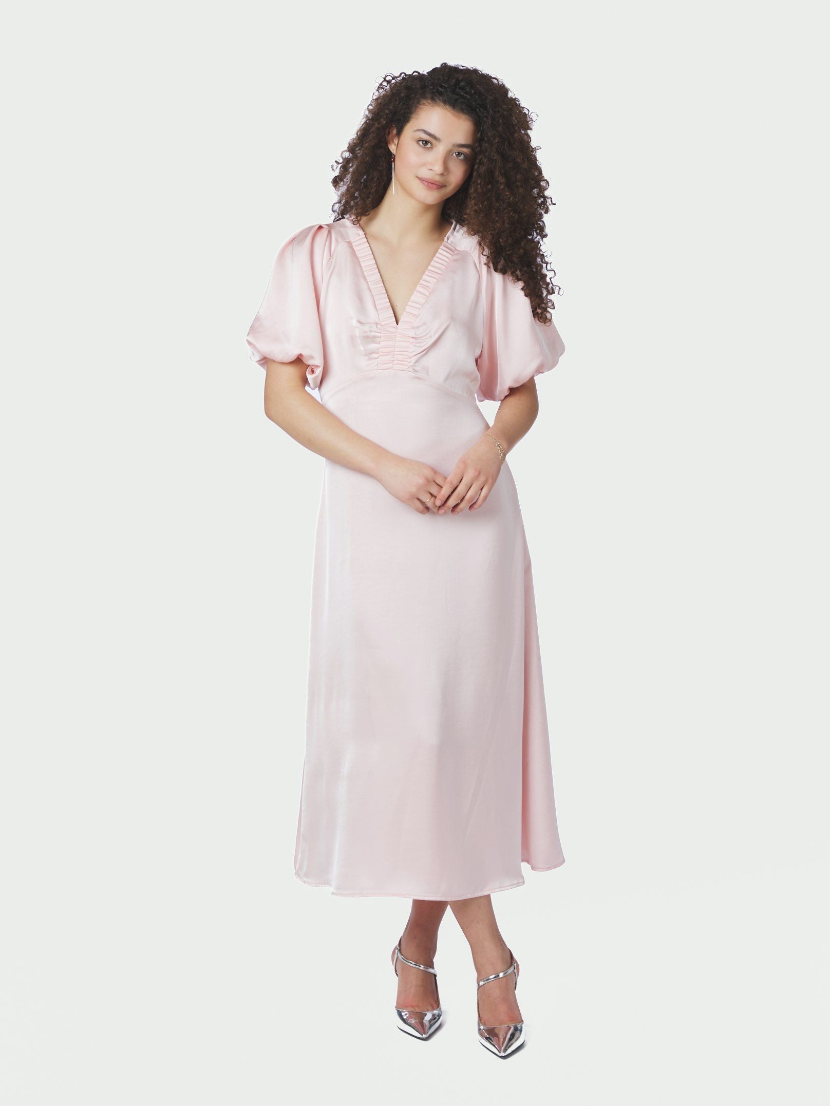 NEO NOIR JURK ILLANA HEAVY SATEEN DRESS LIGHT PINK
