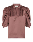NEO NOIR BLOUSE ROELLA HEAVY SATEEN DARK ROSE