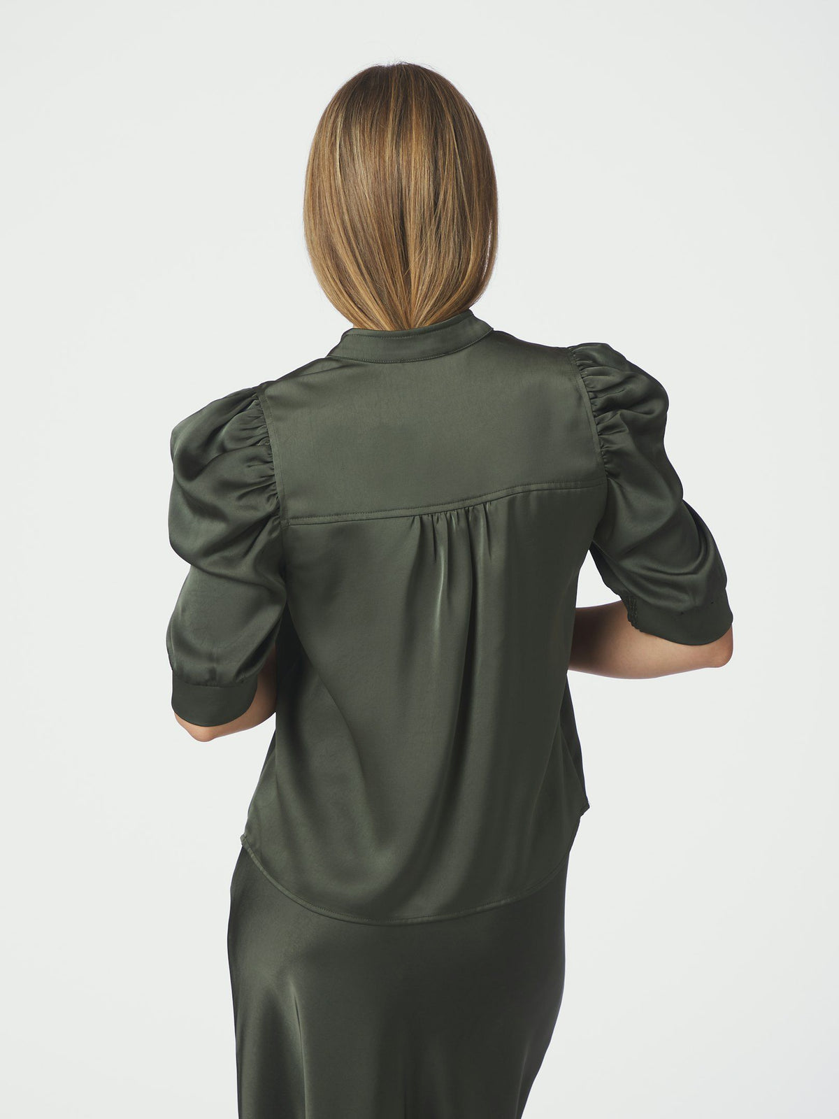 NEO NOIR BLOUSE ROELLA HEAVY SATEEN DEEP GREEN