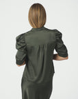NEO NOIR BLOUSE ROELLA HEAVY SATEEN DEEP GREEN