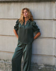 NEO NOIR BLOUSE ROELLA HEAVY SATEEN DEEP GREEN