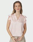 NEO NOIR BLOUSE STELLA HEAVY SATEEN LIGHT PINK