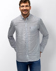 STATE OF ART OVERHEMD POPLIN GRAFISCHE PRINT MIDDENBLAUW/BEIGE