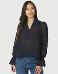 NEO NOIR BLOUSE AMARA BIG EMBROIDERY NAVY