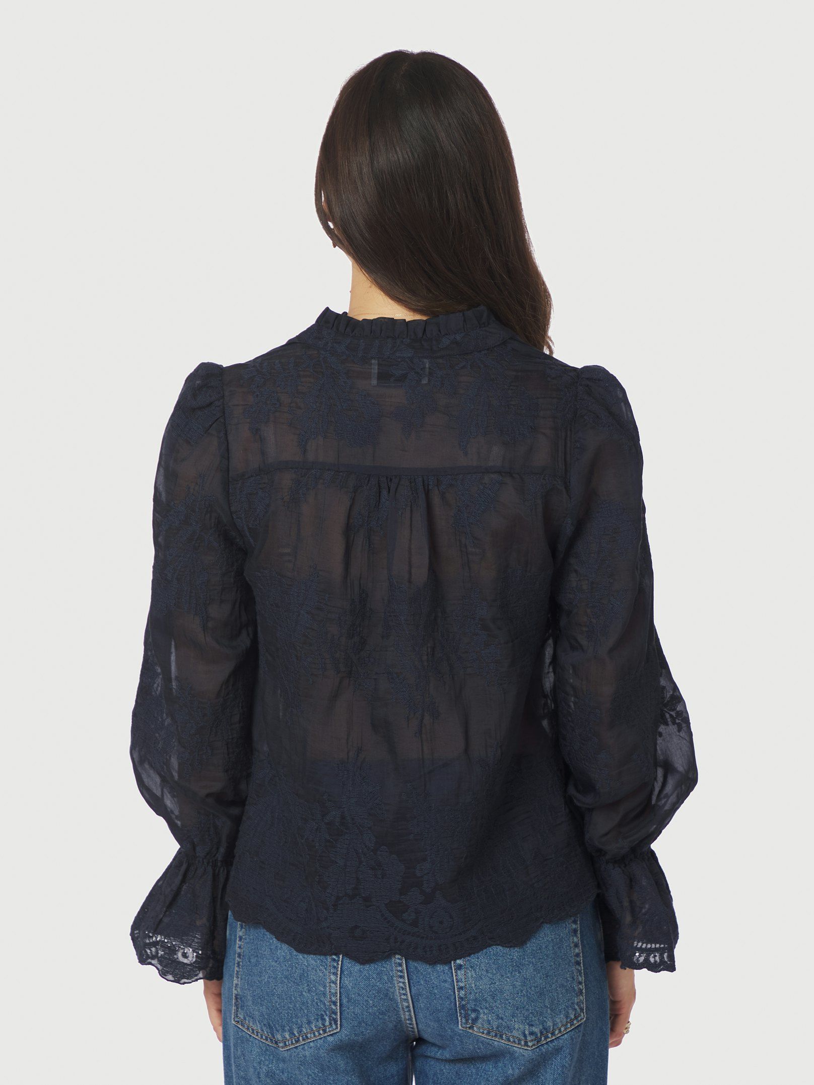 NEO NOIR BLOUSE AMARA BIG EMBROIDERY NAVY