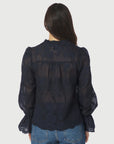 NEO NOIR BLOUSE AMARA BIG EMBROIDERY NAVY